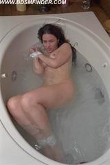 Water bathtub bondage with hot milf brunette wife