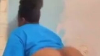 Black big booty teen twerking in bathroom